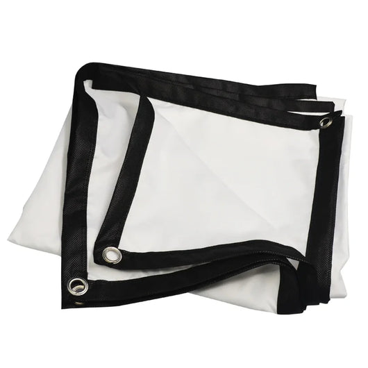 OrbitBeam 100 inch cinema screen, folded, showing black border and grommets
