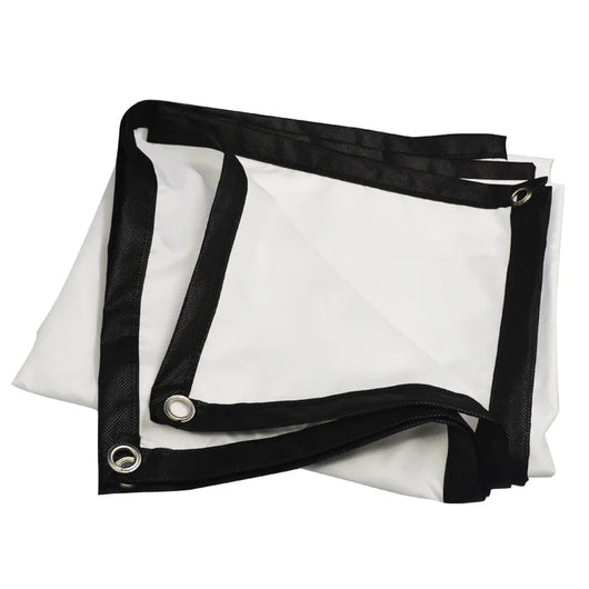 OrbitBeam 100 inch cinema screen, folded, showing black border and grommets