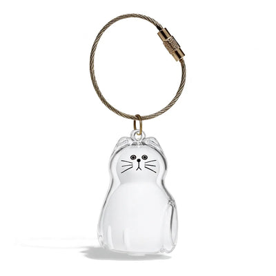 PawKeep fur keychain — Cat 1 design, sitting cat charm with wire loop