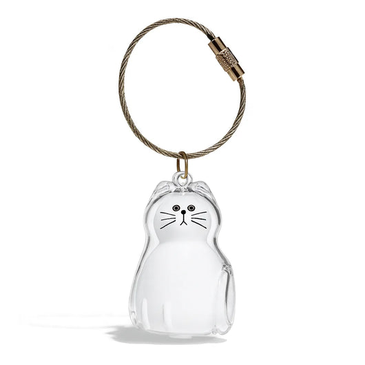 PawKeep fur keychain — Cat 1 design, sitting cat charm with wire loop