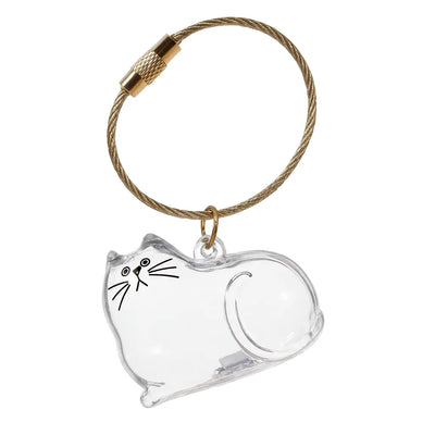 PawKeep fur keychain — Cat 2 design, lying cat charm with wire loop