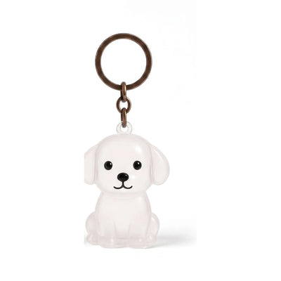 PawKeep fur keychain — Dog 1 design, frosted puppy charm with key ring