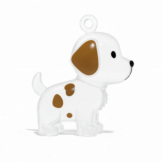 PawKeep fur keychain — Dog 3 design, standing puppy with brown patches