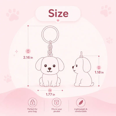 PawKeep size chart — 2.16 by 1.77 inches, charm 1.18 inches