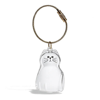 PawKeep Sitting Cat pet fur keychain — charm with wire loop