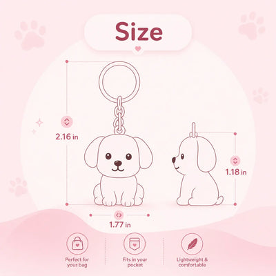 PawKeep size chart — 2.16 by 1.77 inches, charm 1.18 inches
