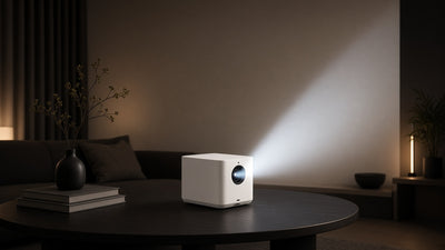 OrbitBeam mini projector lifestyle movie night